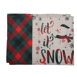 Unique Bargains Christmas Place Mats Plaid Linen Red Green Beige White 13"x17.7" 2 Pcs - 1 of 4