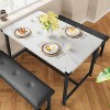 Industrial Dining Table Set for 4, 3-Piece Kitchen Table with 2 Upholstered Benches, Metal & Wood Rectangular Dining Set for Apartment - 3 of 4