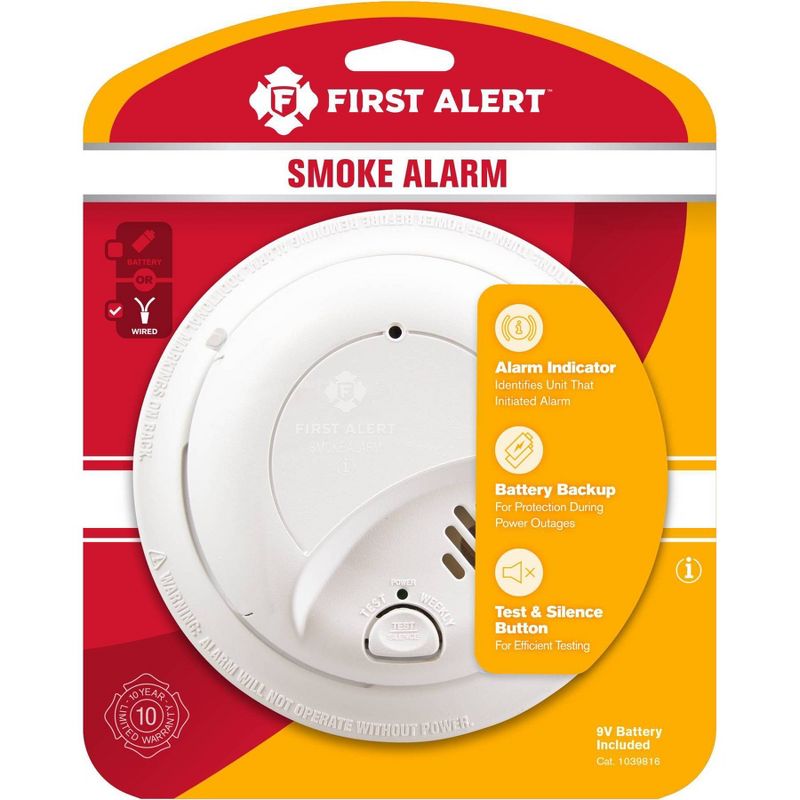 First Alert SA9120BPCN Hardwired Smoke Detector with Battery Backup, 1 of 8