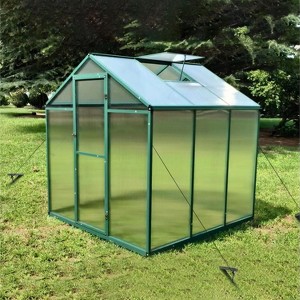CAVINAS 6x8 ft Polycarbonate Greenhouse with Raised Base and Anchor Aluminum Heavy Duty Walk-in Greenhouses for Backyard - 1 of 4