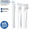 Itopfox 400PCS Heavy Duty Silver Plastic Cutlery Set - Pre Rolled Disposable Utensils with Napkins for Parties, Dinners & Weddings - 2 of 4
