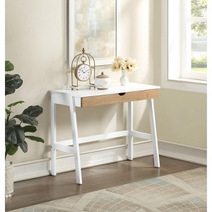 CAVINAS Home Office Desk Modern Writing Desk with Central Storage Drawer, Wooden Desktop for Office and Study - 1 of 4