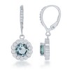 Bella Silver Sterling Silver December Birthstone w/ CZ Border Round Earrings & 18" Pendant Necklace Set - 2 of 3