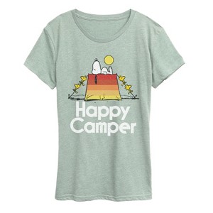 Women's - Peanuts - Happy Camper Short Sleeve Graphic T-Shirt - 1 of 4