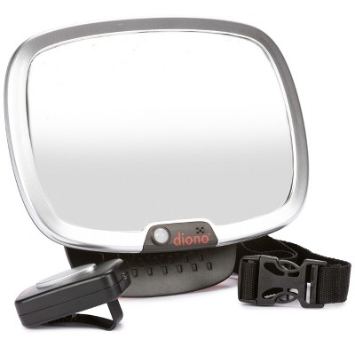 Image of Diono Easy View Plus Baby Car Mirror with Light, For Rear Facing Infant with 360 Rotation, Silver