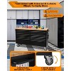 Garage Workbench, 3 Tier Heavy Duty Rolling Workbench with 2 Drawers, Pegboard, 2 Open Shelves, 35 Hooks, Wooden Top Work Table for Workshop - 2 of 4