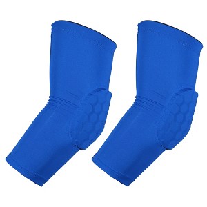 Unique Bargains 2pcs Elbow Brace Support Sleeve Elbow Pad Sleeve for Women Men Blue M Size - 1 of 3