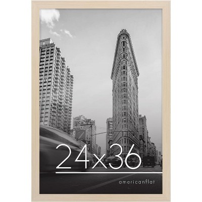 Americanflat 24x36 Poster Frame in Light Wood with Polished Plexiglass - Horizontal and Vertical Formats with Included Hanging Hardware