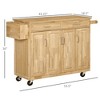 NicBex Mobile Kitchen Island Cart Multifunctional Kitchen Carts on Wheels with Storage with 3 Cabinets and 2 Drawers for Dining Rooms, Natural - 2 of 4