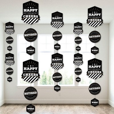 Big Dot of Happiness Happy Retirement - Retirement Party DIY Dangler Backdrop - Hanging Vertical Decorations - 30 Pieces