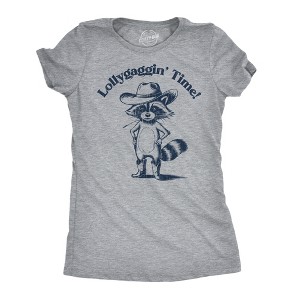 Womens Funny T Shirts Lollygaggin Time Sarcastic Raccoon Graphic Novelty Tee For Ladies - Crazy Dog Women's T Shirt - 1 of 4