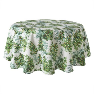 Fiesta Deck The Halls Tablecloth Single Pack 70" Round, Cream/Green