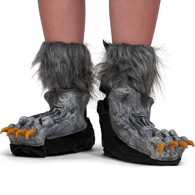 Skeleteen Adults Wolf  Shoe Covers - Gray, 3 of 6