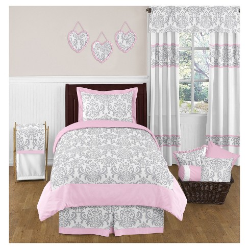 Pink Gray Elizabeth Comforter Set Twin Sweet Jojo Designs