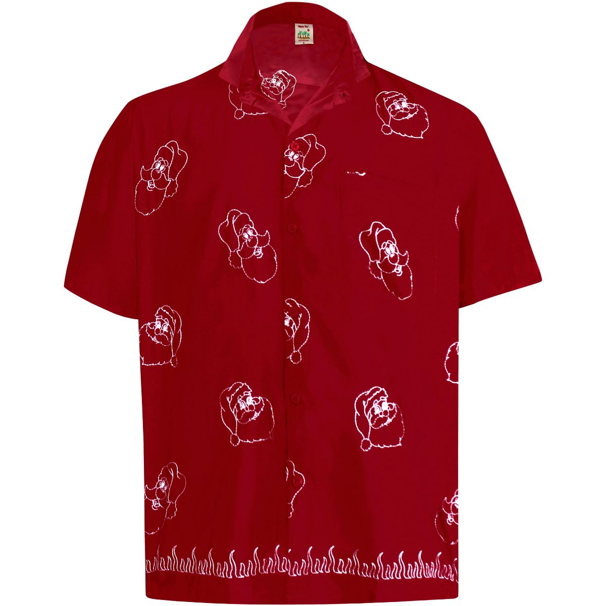 LA LEELA Men's Button Down Short-Sleeve Christmas Shirt Vacation Beach Hawaiian Shirt Relaxed Fit Shirts for Men XS Red_W806