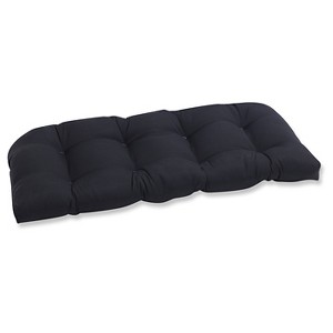 Outdoor Wicker Loveseat Cushion - Black Fresco Solid, Black Solid