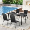 Hyleory Elegant 5-Piece Outdoor Dining Set with Stackable Patio Chairs & Iron Dining Table - 2 of 4
