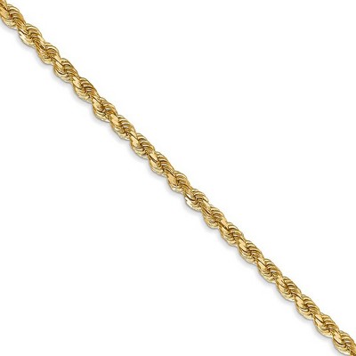Black Bow Jewelry 2.75mm 14k Yellow Gold, Solid Diamond Cut Rope Chain Necklace