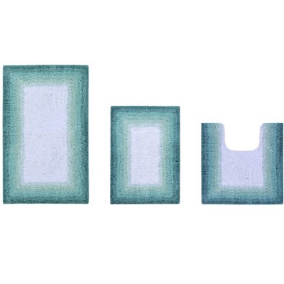 Torrent Collection 3 Piece 100% Soft Cotton Tufted Weave Bath Rug Set, Ombre Pattern, Super Soft & Absorbent, Machine Washable Bathroom Mats