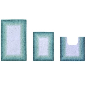Torrent Collection 3 Piece 100% Soft Cotton Tufted Weave Bath Rug Set, Ombre Pattern, Super Soft & Absorbent, Machine Washable Bathroom Mats - 1 of 4