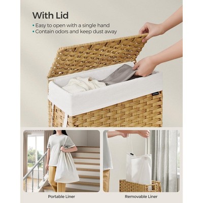 Natural Wicker Laundry Hamper with Lid and Handles