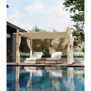 10x10 Ft Outdoor Pergola, Retractable Pergola with Adjustable Canopy, 4 Curtains, Weatherproof, Small Patio Pergola Canopy for Backyard, Garden - 1 of 4