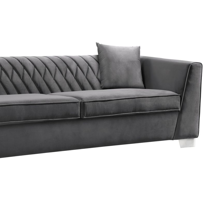 Cambridge Contemporary Sofa Velvet Dark Gray - Armen Living, 3 of 8