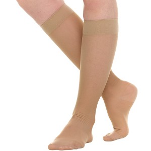 ABSOLUTE SUPPORT – Petite Sheer Short-Length Compression Socks for Women – 15-20mmHg – 3 Pairs – A403 - 1 of 4