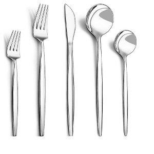 Aoibox 40-Piece Stainless Steel Flatware Cutlery Set with Knife, Spoon & Fork, Mirror Polished Dishwasher Safe for Home Hotel Wedding Restaurant - 1 of 4