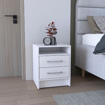 NicBex Nightstand 2 Drawers Bedside Table with Concealed Shelf Modern End Table for Living Room, Bedroom, Study