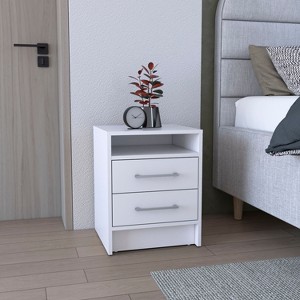 NicBex Nightstand 2 Drawers Bedside Table with Concealed Shelf Modern End Table for Living Room, Bedroom, Study - 1 of 4