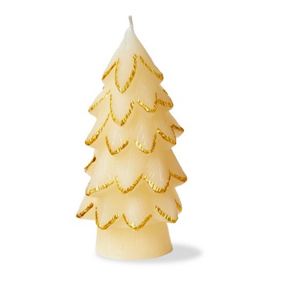 tag Gilded Pine Tree Candle Sm Ivory