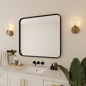 40 in. W x 36 in. H Rectangular Aluminum Framed Wall Bathroom Vanity Mirror in Black - 1 of 4