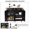 Costway Rolling Kitchen Trolley Island Black Cart Wood Top Storage Cabinet Utility W/ Drawers - image 4 of 4