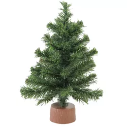 Northlight 12" Mini Canadian Pine Full Artificial Christmas Tree in Faux Wood Base - Unlit