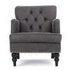 Tufted Diamond Stitch Club Chair with Nailhead Trim and Turned Birch Legs - 2 of 4