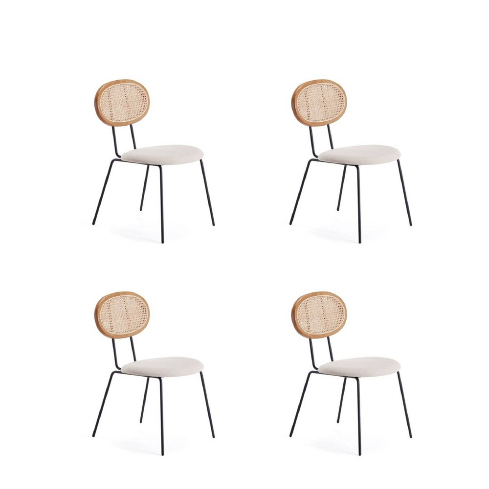 Photos - Garden Furniture Set of 4 Jardin Dining Chairs with Upholstered Seating Natural/Oatmeal - M