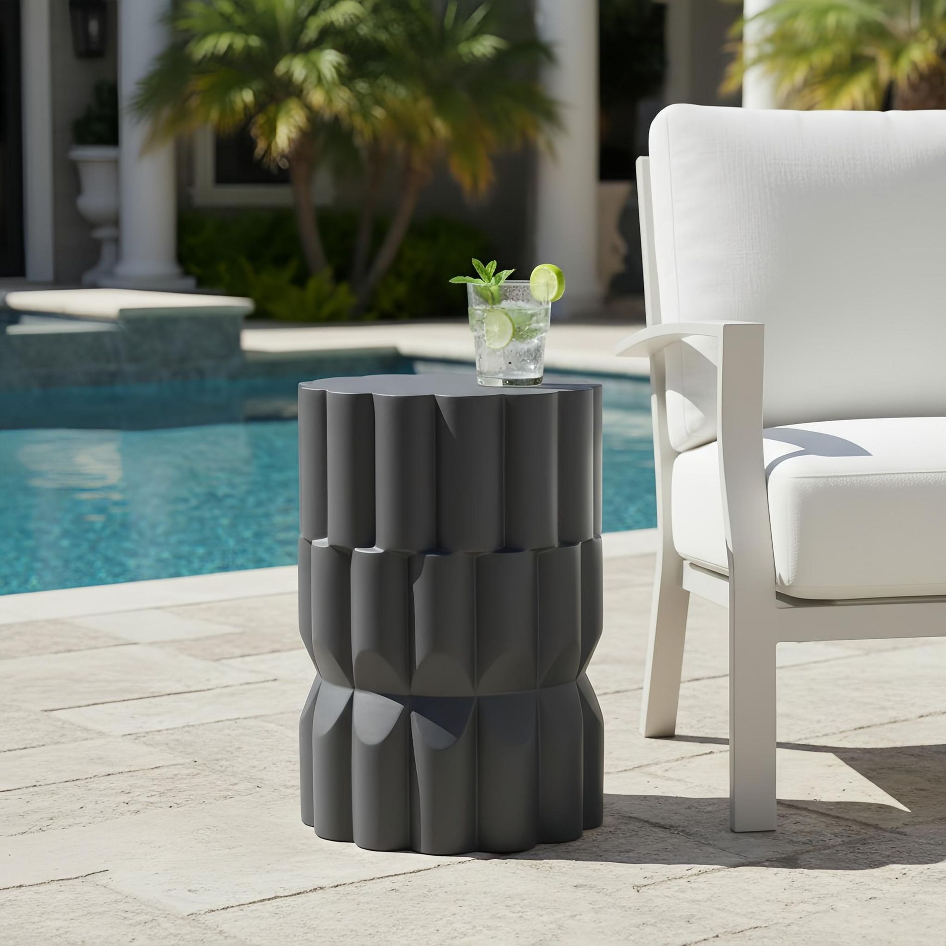 Christopher Knight Home Parul Modern Patio Lightweight Concrete Side Table, Black