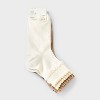Women's Double Scalloped Edge 3pk Ankle Socks - A New Day™ Ivory/Tan/Black 4-10 - 2 of 3