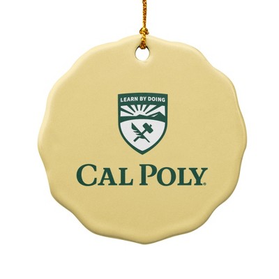 Cal Poly Primary Logo Porcelain Scalloped Holiday Christmas Tree Ornament