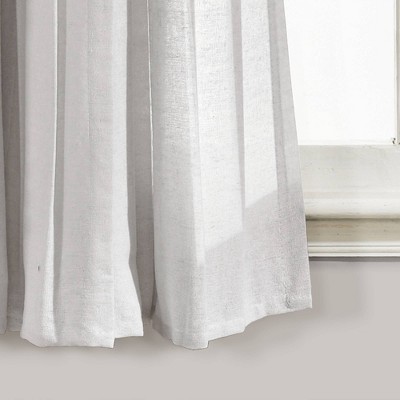 Gray and Off-White Linen Button Window Curtain Panel
