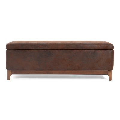 Christopher Knight Home Zachary Contemporary 50.75" Upholstered Rubberwood Storage Bench