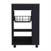 LunaLulinlk Kitchen Cart, One Drawer, Two Open Shelves, Four Casters -Black / Light Oak - 4 of 4