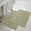 Cotton Solid Absorbent Thick Checkered Grid Washable Bath Mats, Set of 2 by Blue Nile Mills - 2 of 4