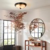 Rennnsan Elestyn 14"W 2-Light Bowl Textured Glass Modern Dimmable Flush Mount in Black - 2 of 4