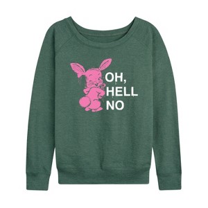 Women's - Instant Message - Punk Rabbit Oh Hell No Lightweight French Terry Wide Neck Long Sleeve Shirt - 1 of 4
