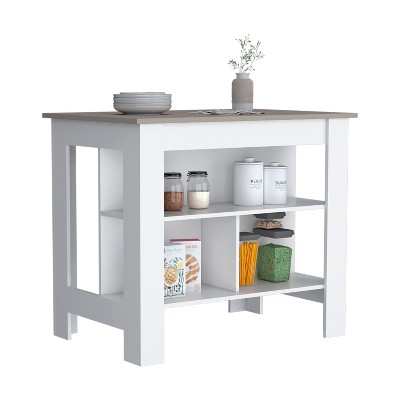 NicBex Kitchen Island Cart with 3 Open Shelves,Kitchen Island with Storage and Large Work Top,Modern Kitchen Cart,Island Table for Kitchen