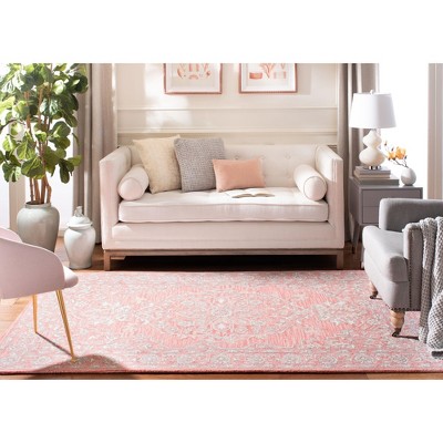 Hand-Tufted Medallion Pink/Ivory Wool 3' Square Rug