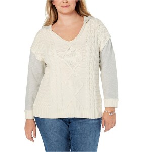 I.N.C International Concepts Womens Hooded Pullover Sweater, Off-White, 0X - 1 of 1
