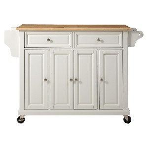 Crosley Natural Wood Top Kitchen Cart/Island in White Finish